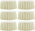Round Tablecloth 6 Pack 90 Inch Ivory Tablecloths Washable Decorative Linen by AOCOZHomeLifeMuseum