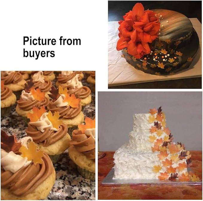 GEORLD Set of 36 Edible Fall Leaves Gold Leaf Cake Decorations, Party Cupcake - Image 4