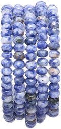 Faceted Natural Blue Sodalite Stone Rondelle 4x6mm Loose Semi Gemstone Beads by Beadia