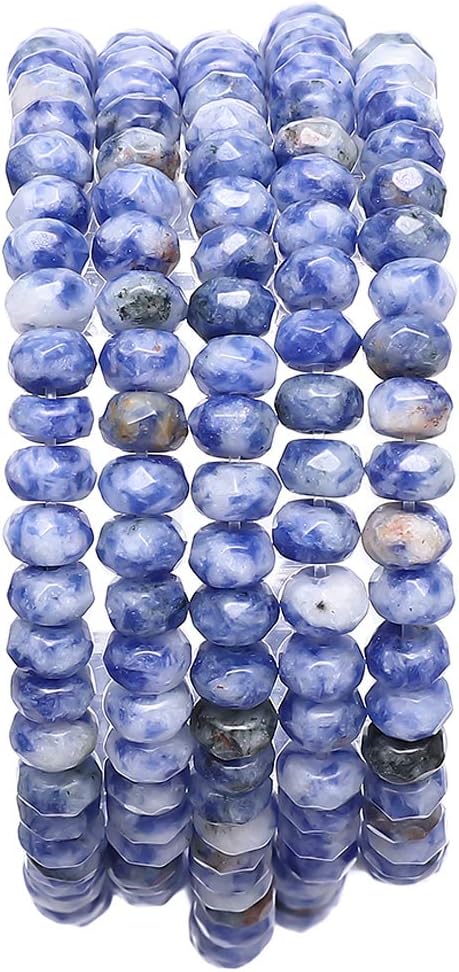 Faceted Natural Blue Sodalite Stone Rondelle 4x6mm Loose Semi Gemstone Beads by Beadia