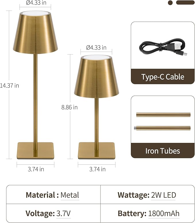 UME Cordless Table Lamp, Battery Operated Lamp - Image 6
