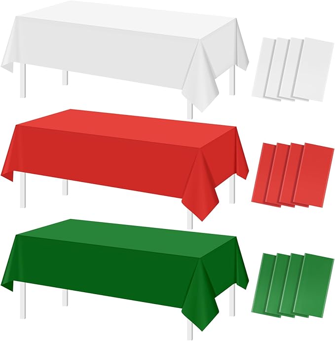 MASHAN 12 Pack Christmas Tablecloth Bulk, Rectangle Italy Theme Table Covers by MASHAN