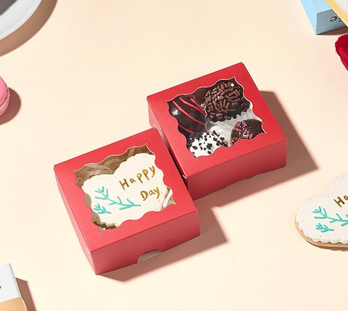 RomanticBaking 3 ¼" x 3 ¼" x 1 ½" 50PCS Chocolate Truffle Boxes - Image 7