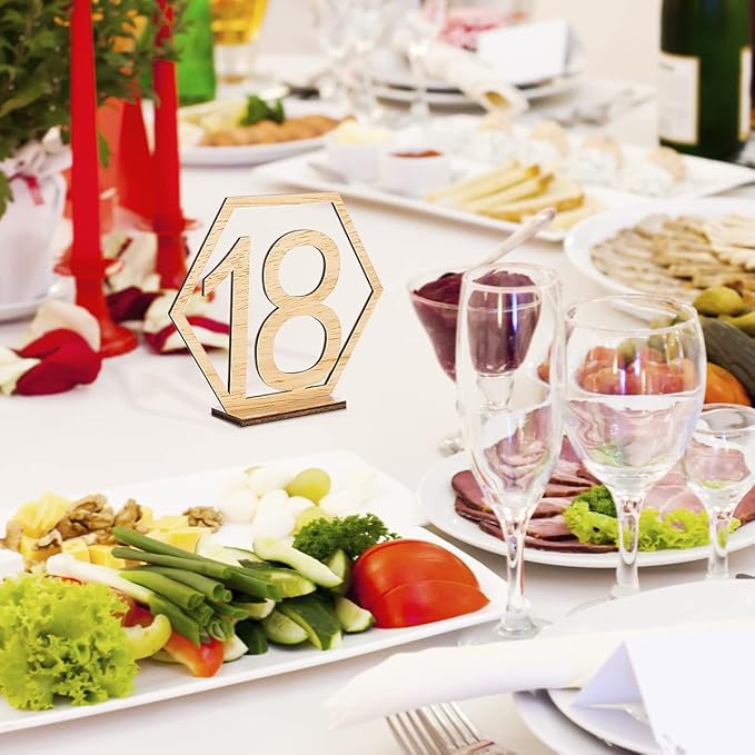 Wooden Table Numbers, Hexagon Shape 1-20 Wedding Table Numbers - Image 8