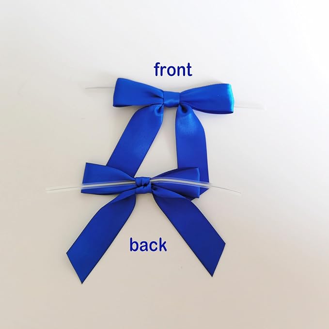 50pcs/Bag 3-1/2" Blue Satin Ribbon Bows - Image 4