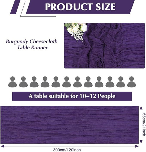 10 Pack Purple Cheesecloth Table Runner -21*120Inch Long Boho Wedding Table - Image 2