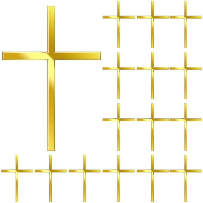 Blulu 16 Pieces Baptism Cake Toppers Crossing Cupcake Toppers Gold Mirror by Blulu
