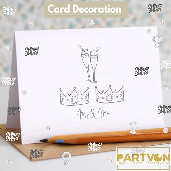 Wedding Party Table Confetti– 1.5 OZ | Mr and Mrs Diamond Ring Confetti - Image 6