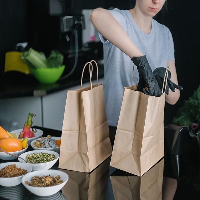 BagDream Brown Paper Bags With Handles 12x7x12 100Pcs - Image 6