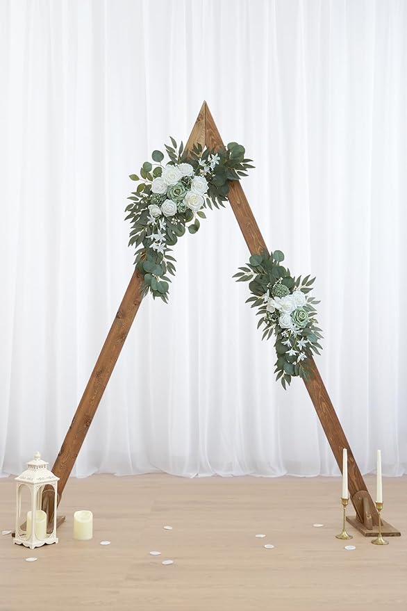2-Pack Sage Green & White Wedding Flower Swag Set, Large: 35.43"L x 14.56"W - Image 6