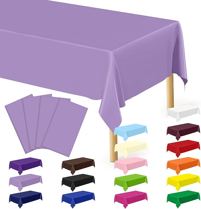 QZYL 4 PCS Plastic Table Cloth Disposable, 54x108 Inches Leakproof Rectangle by QZYL