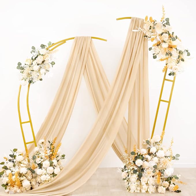 Socomi Wedding Arch Draping Fabric 1 Panel 29" x 19Ft Champagne Sheer Chiffon - Image 4