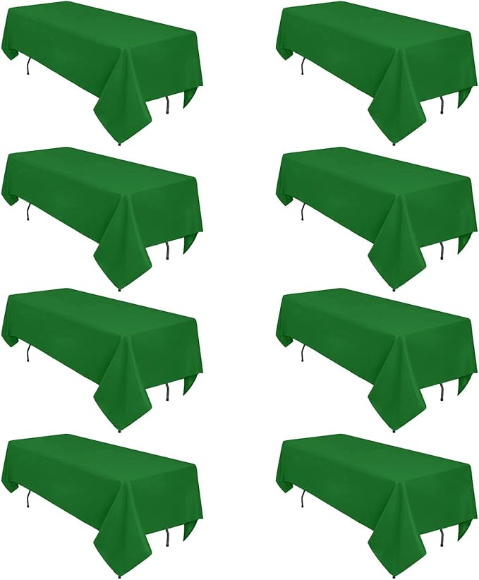 8 Pack Green Table Cloth 60 x 102 Inch Rectangular Tablecloths by Heneger