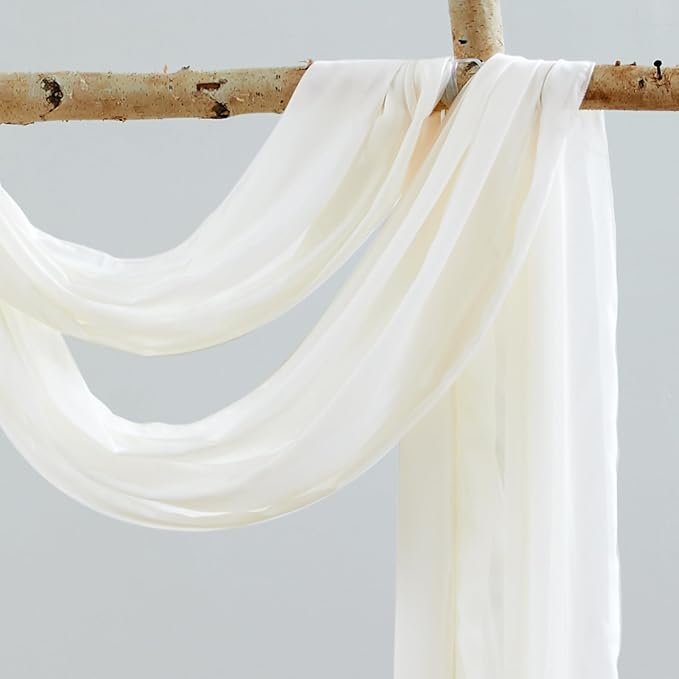 Wedding Arch Draping Fabric, 2 Panels 18FT Beige Arch Drapes Chiffon Fabric - Image 3