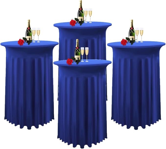 Albassa 4 Pack Cocktail Table Covers 32"x 43" Spandex Stretch Round Cocktail by AlbassaMakeYourPartyUnique