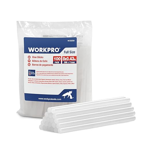 WORKPRO Full Size Hot Glue Sticks, 0.43x8 Inches, Compatible by WORKPRO