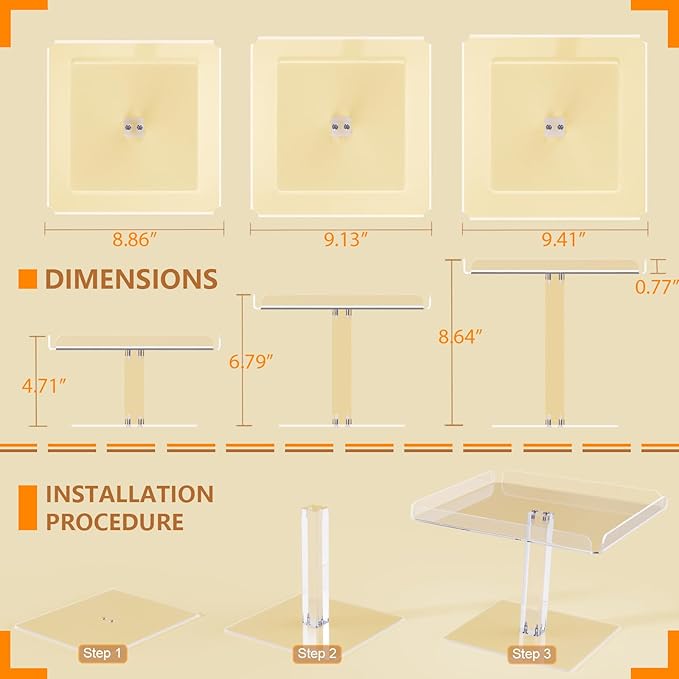 3 Piece Cupcake Stand, Acrylic Dessert Table Display Set, Baby Shower - Image 3