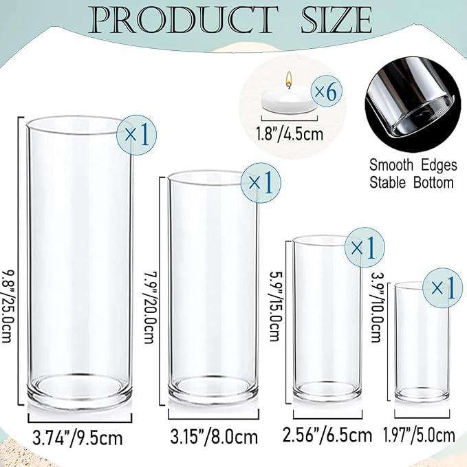 Set of 4 Pcs Glass Cylinder Vases - Image 2