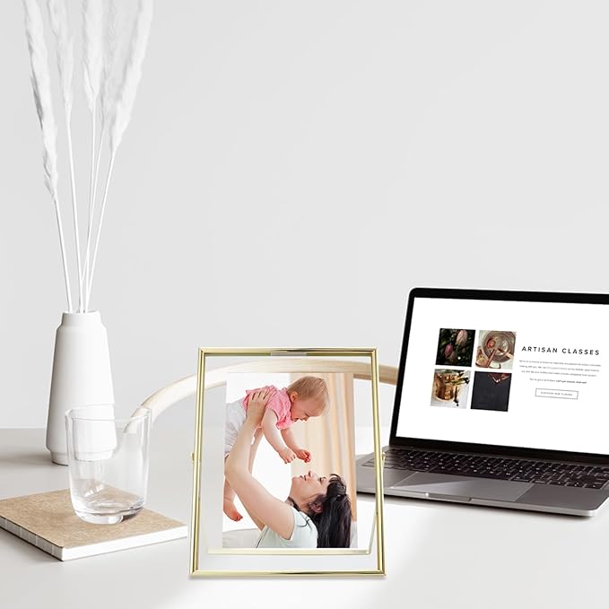 Gold Floating Frame, For Picture 5x7, Tabletop Shelf Photo Frame, Classy Gift - Image 6