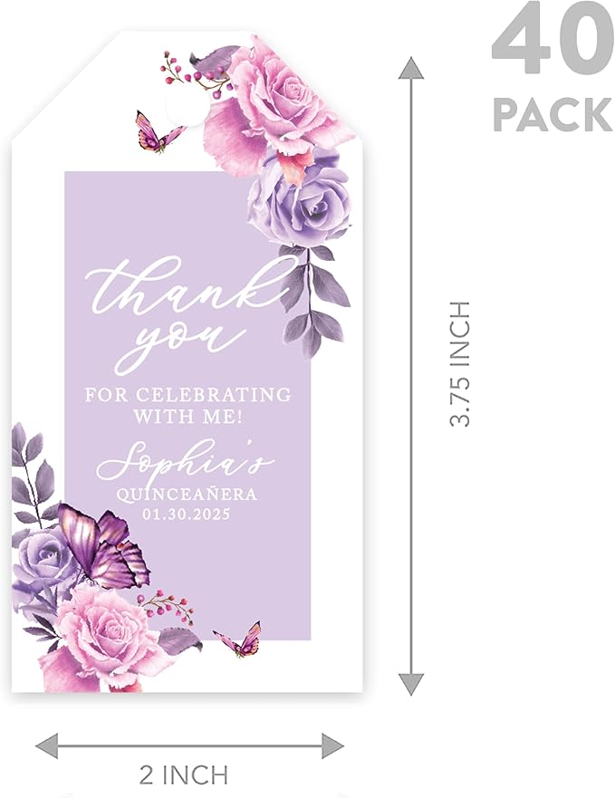 Andaz Press 40-Pack Personalized Quinceañera Favor Tags - Image 5