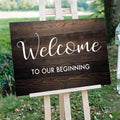 Rustic Wooden Signs Welcome to Our Beginning Wedding Sign by Eletina