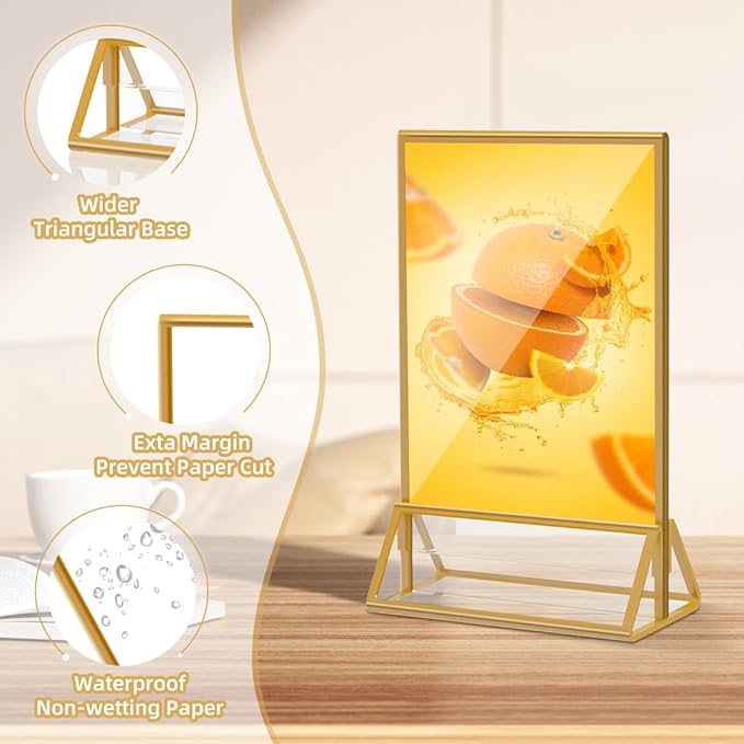 Acrylic Sign Holder 4 x 6 Double Sided Acrylic Frames Display Stand Clear Table - Image 4