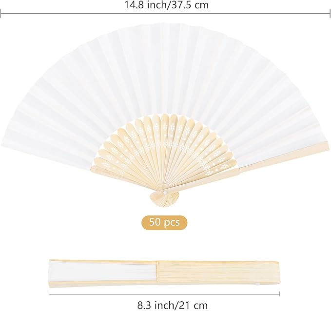 MCEAST 50 Pieces Silk Folding Fan - Image 2