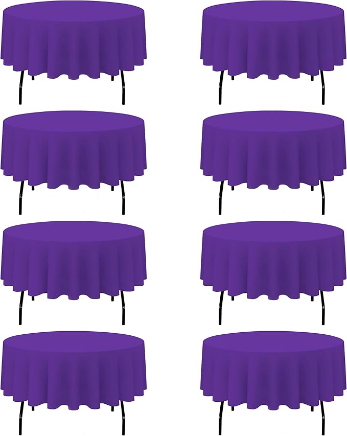 BRILLMAX 8 Pack Purple Round Tablecloths 90 Inch by BRILLMAX