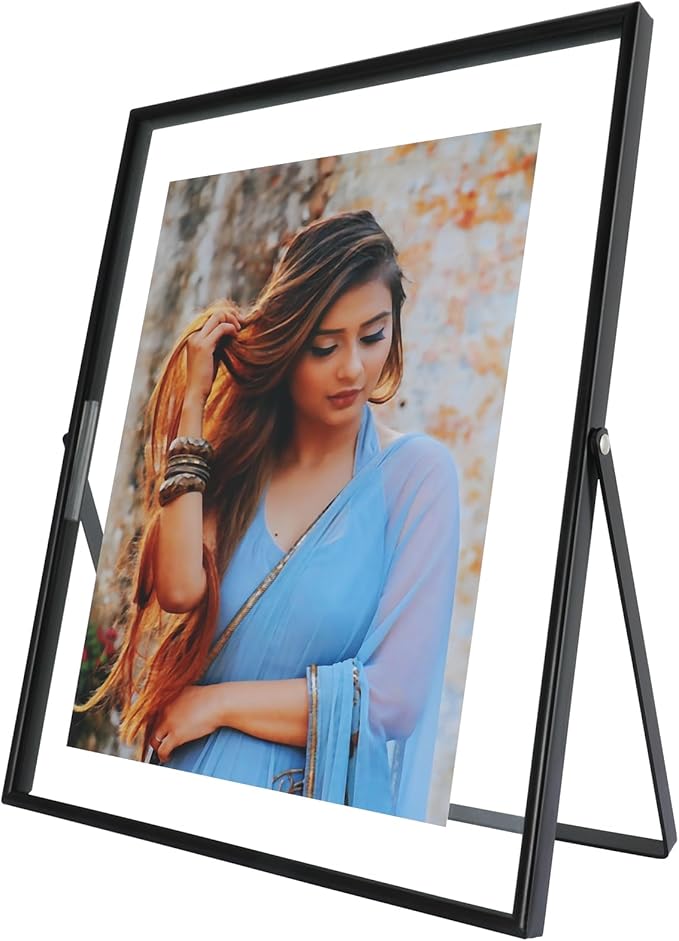 Black Floating Frame, For Picture 7x9, Tabletop Shelf Photo Frame, For Father by AhaGoOfficial