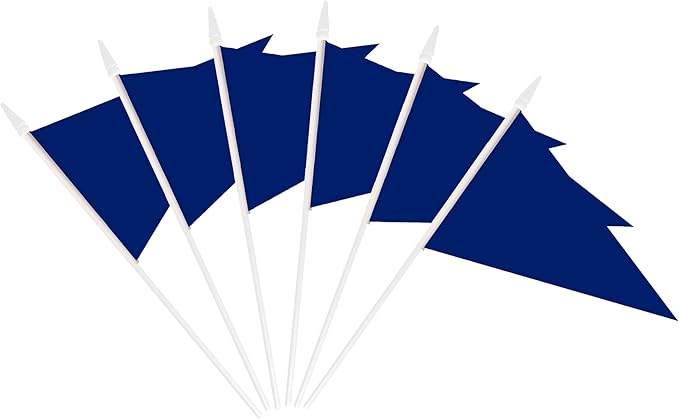 12 Pack Dark Blue Pennant Flags Small Mini Hand Held Solid Color Pennant On - Image 2