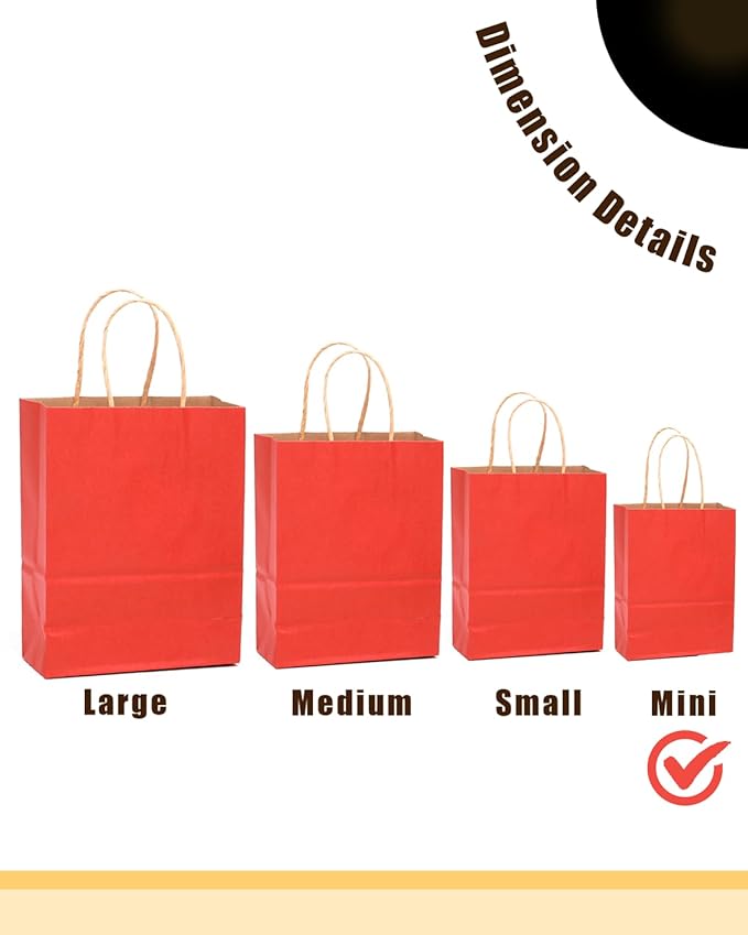 qiqee 24 Pcs Red Mini Paper Gift Bags - Image 2