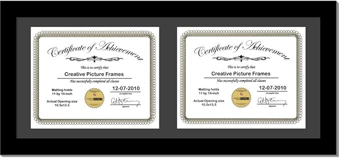 Creative Picture Frames 14X30Bk-B Black Horizontal Double Diploma Frame by CreativePictureFrames