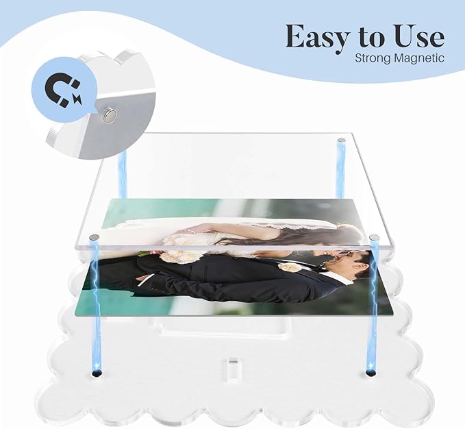 Cuspin 2 Pack 4x6 Acrylic Frame, Scalloped Picture Frame Clear Magnetic Acrylic - Image 3
