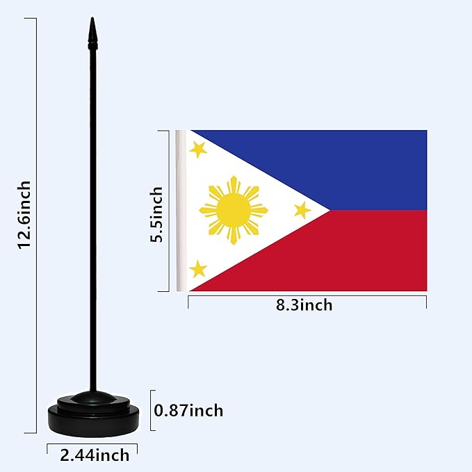 Philippines Filipino Deluxe Desk Flag Set Small Mini Miniature Philippines - Image 3