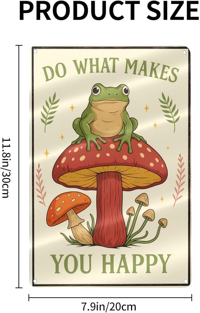Funny Frog on Mushroom Metal Sign - Image 2