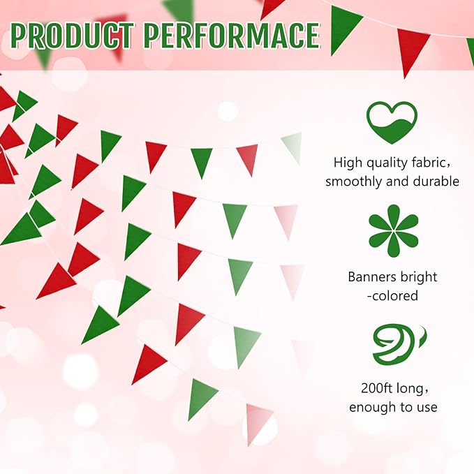 Tatuo 200 Feet Solid Pennant Banners Flags String Triangle Hanging DIY Bunting - Image 3