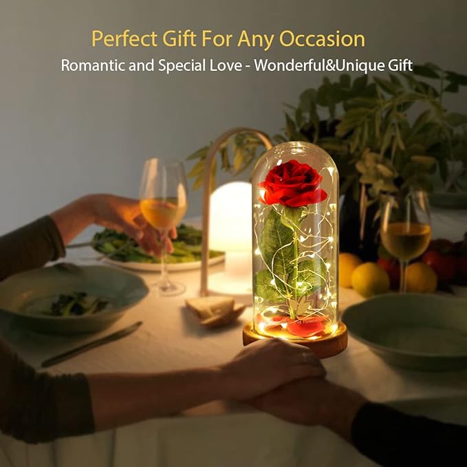 Christmas Day Rose Gifts for Her, Beauty and The Beast Rose in Glass Dome Lasts - Image 2