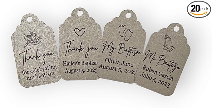Mi Bautizo Baptism Christening Personalized Thank You Tags 20 pcs by AmysBubbling