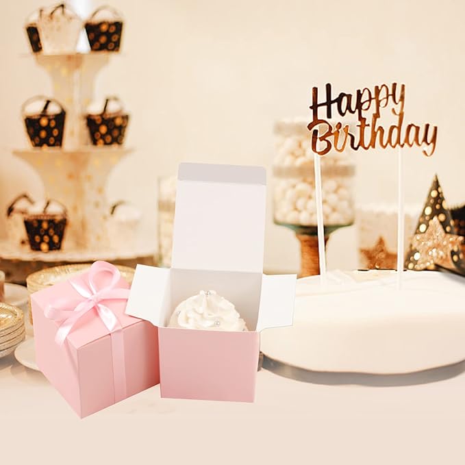 COTOPHER 100pcs Wedding Favor Boxes, Paper Gift Boxes 3x3x3 Inches Small Gift - Image 5