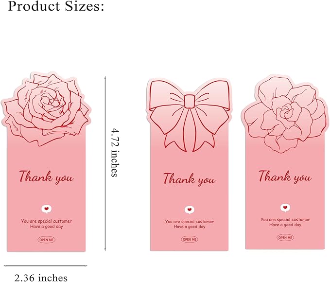 150Pcs Cute Pink Large Thank You Stickers, Bow Shaped Rose Gift Wrapping - Image 4