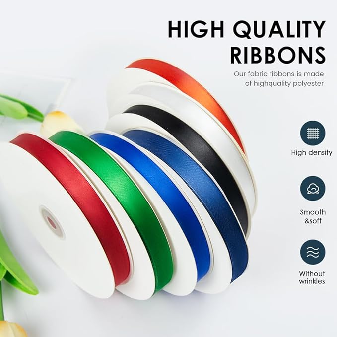 3/8" Wide x 100 Yards Single Face Polyester Satin Ribbon, Satin Ribbon - Image 3
