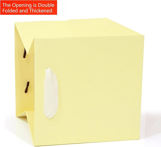 Yellow Paper Gift Bag 4 in Paper Box Small Square Bottom Kraft Paper Bags - Image 3