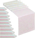White Iridescent Sequin Table Runners 10 Packs 12x72 Inches Glitter Sparkly by SoarDream