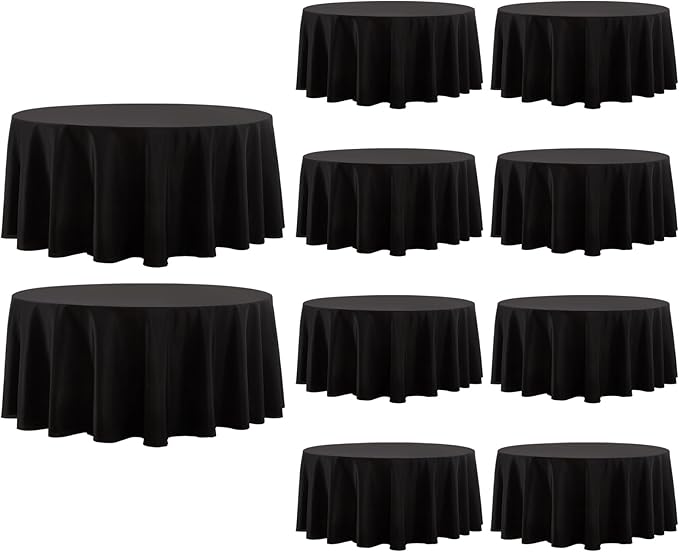 Round Tablecloth 120 Inch 10 Pack Black Tablecloths Washable Decorative Linen by AOCOZHomeLifeMuseum
