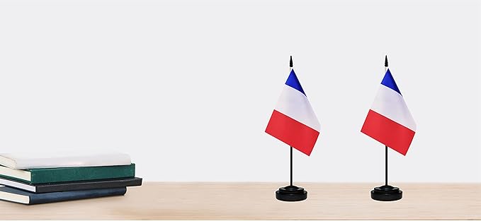 France French Deluxe Desk Flag Set, Small Mini Miniature France French Table - Image 6