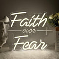 Faith Over Fear Neon Sign, Christian Dimmable LED Light Signs by BEISKAFNVSZ