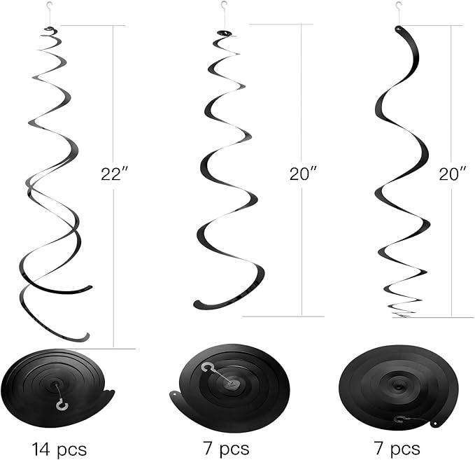 WEVEN Black Party Hanging Swirl Decorations Plastic Streamer - Image 2
