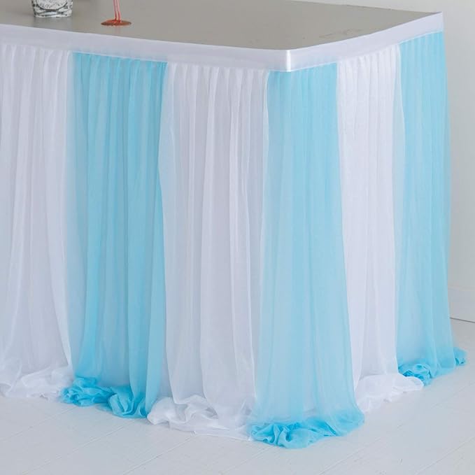 Suppromo Baby Blue Tulle Table Skirt - Image 5