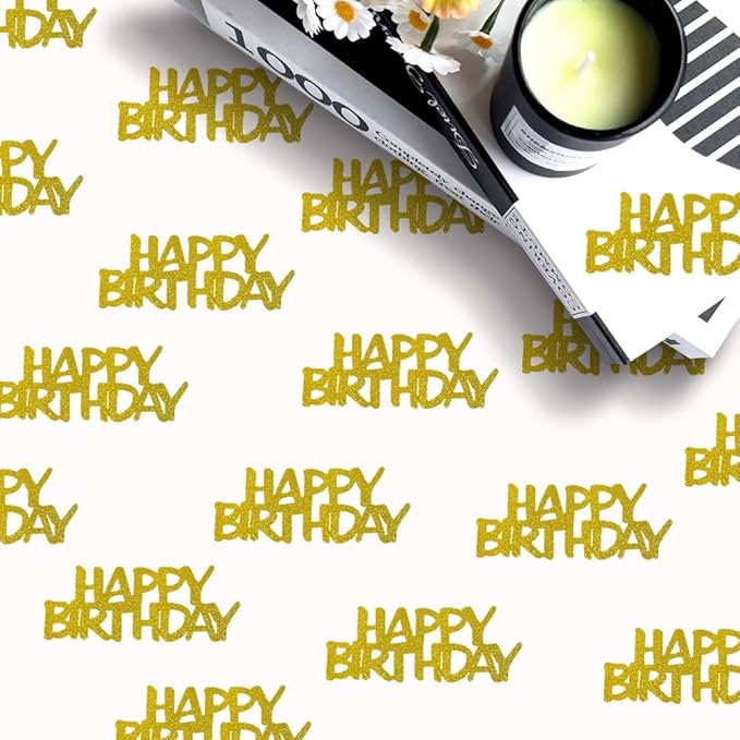 Gold Happy Birthday Confetti For Table - Image 4