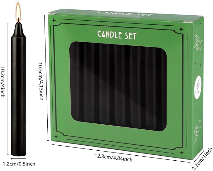 Unscented Black Spell Chime Candle-4 Inch Tall Taper Candles-20 Pcs Chime - Image 4